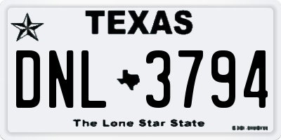TX license plate DNL3794