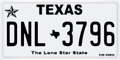 TX license plate DNL3796