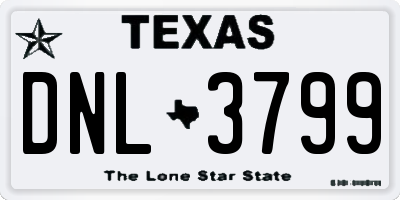 TX license plate DNL3799