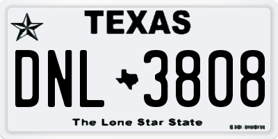 TX license plate DNL3808