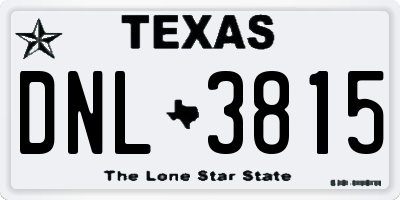 TX license plate DNL3815