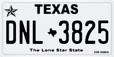 TX license plate DNL3825