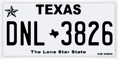 TX license plate DNL3826