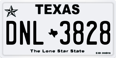 TX license plate DNL3828