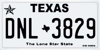 TX license plate DNL3829