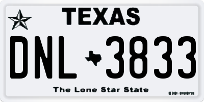 TX license plate DNL3833