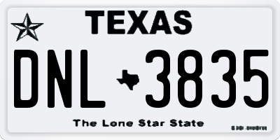 TX license plate DNL3835