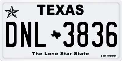TX license plate DNL3836