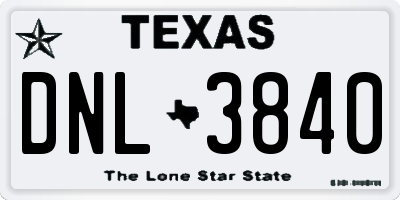 TX license plate DNL3840