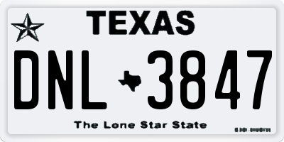 TX license plate DNL3847