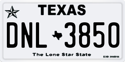 TX license plate DNL3850
