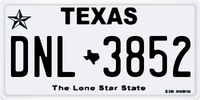 TX license plate DNL3852