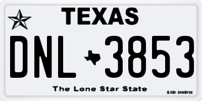 TX license plate DNL3853