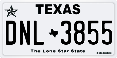 TX license plate DNL3855