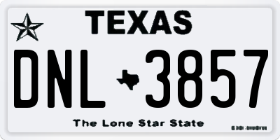 TX license plate DNL3857