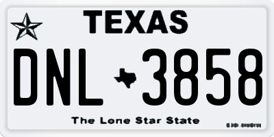 TX license plate DNL3858