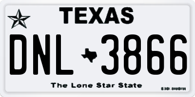 TX license plate DNL3866