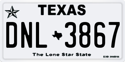 TX license plate DNL3867