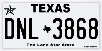 TX license plate DNL3868