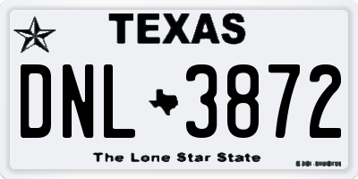 TX license plate DNL3872