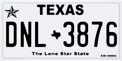 TX license plate DNL3876