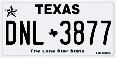 TX license plate DNL3877