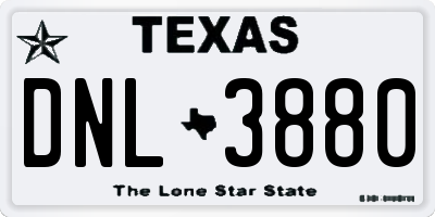 TX license plate DNL3880