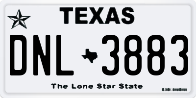 TX license plate DNL3883