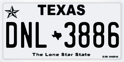 TX license plate DNL3886