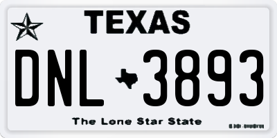 TX license plate DNL3893