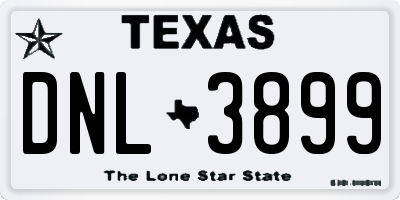 TX license plate DNL3899