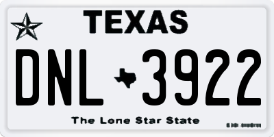 TX license plate DNL3922