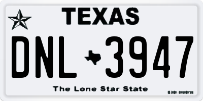 TX license plate DNL3947