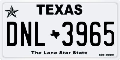 TX license plate DNL3965