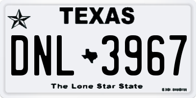 TX license plate DNL3967