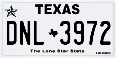 TX license plate DNL3972