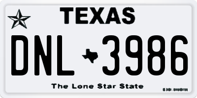 TX license plate DNL3986