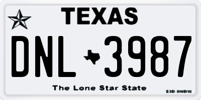 TX license plate DNL3987