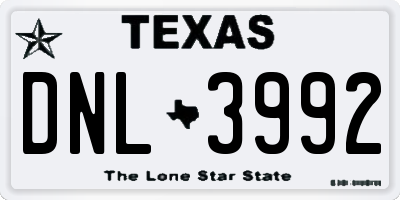 TX license plate DNL3992