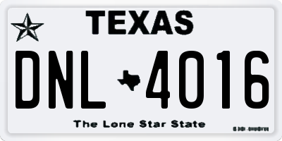 TX license plate DNL4016