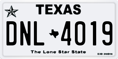 TX license plate DNL4019