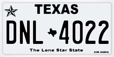 TX license plate DNL4022