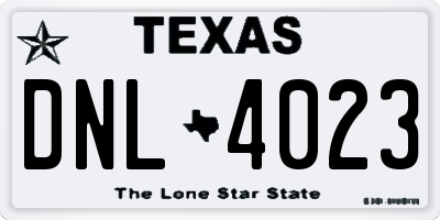 TX license plate DNL4023