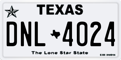 TX license plate DNL4024