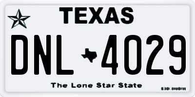 TX license plate DNL4029