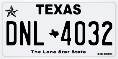 TX license plate DNL4032