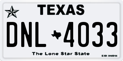 TX license plate DNL4033