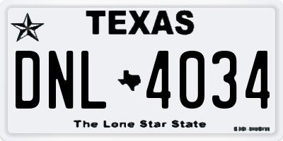 TX license plate DNL4034