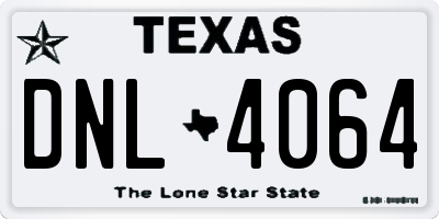 TX license plate DNL4064