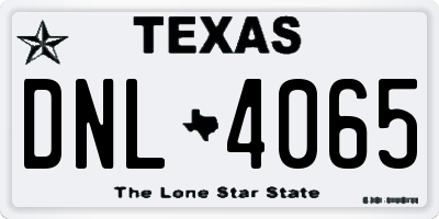 TX license plate DNL4065